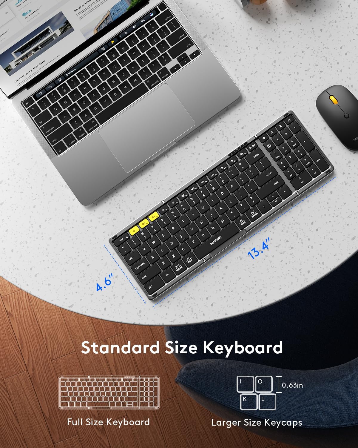 KIT DE TECLADO PLEGABLE Y MOUSE SAMSERS BLUETOOTH 2.4G + BT5.0 GRIS NEGRO - 3