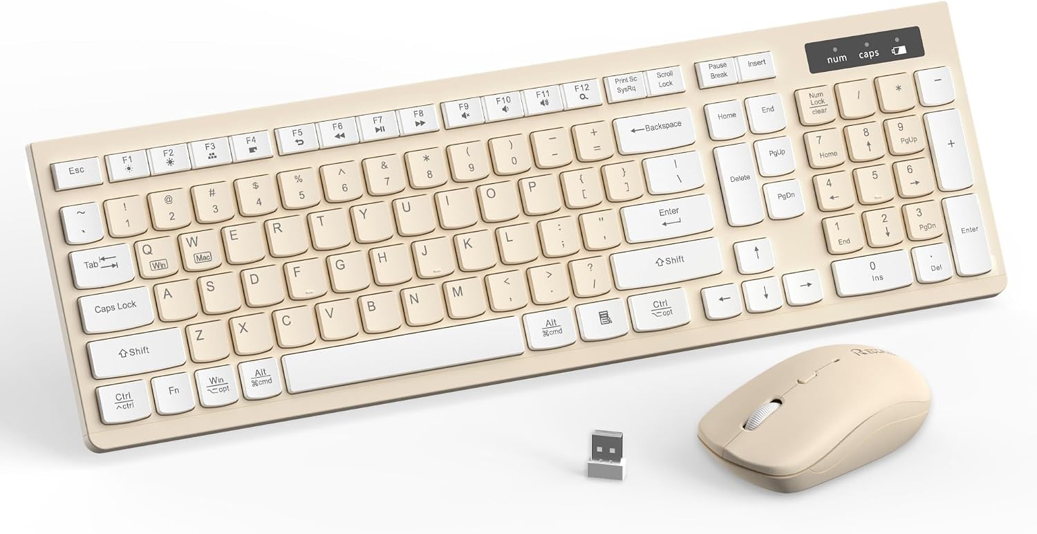KIT INALÁMBRICO DE TECLADO Y MOUSE RECCAZR MODELO LATTE - 1