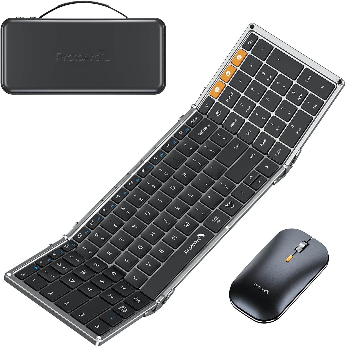 KIT DE TECLADO Y MOUSE PROTOARC XKM01 PLEGABLE TAMAÑO COMPLETO GRIS - 1