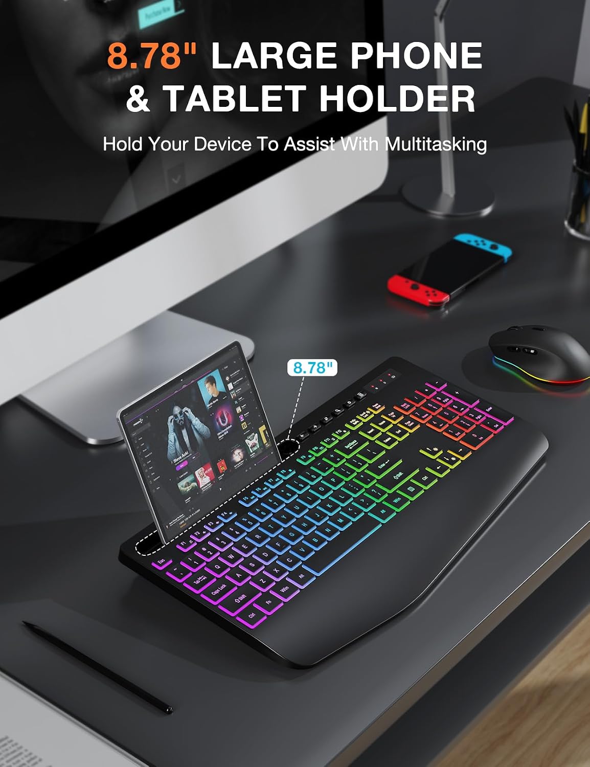 KIT INALÁMBRICO DE TECLADO Y MOUSE SABLUTE KL3 PRO CON RETROILUMINACIÓN RGB Y 9 EFECTOS - 4