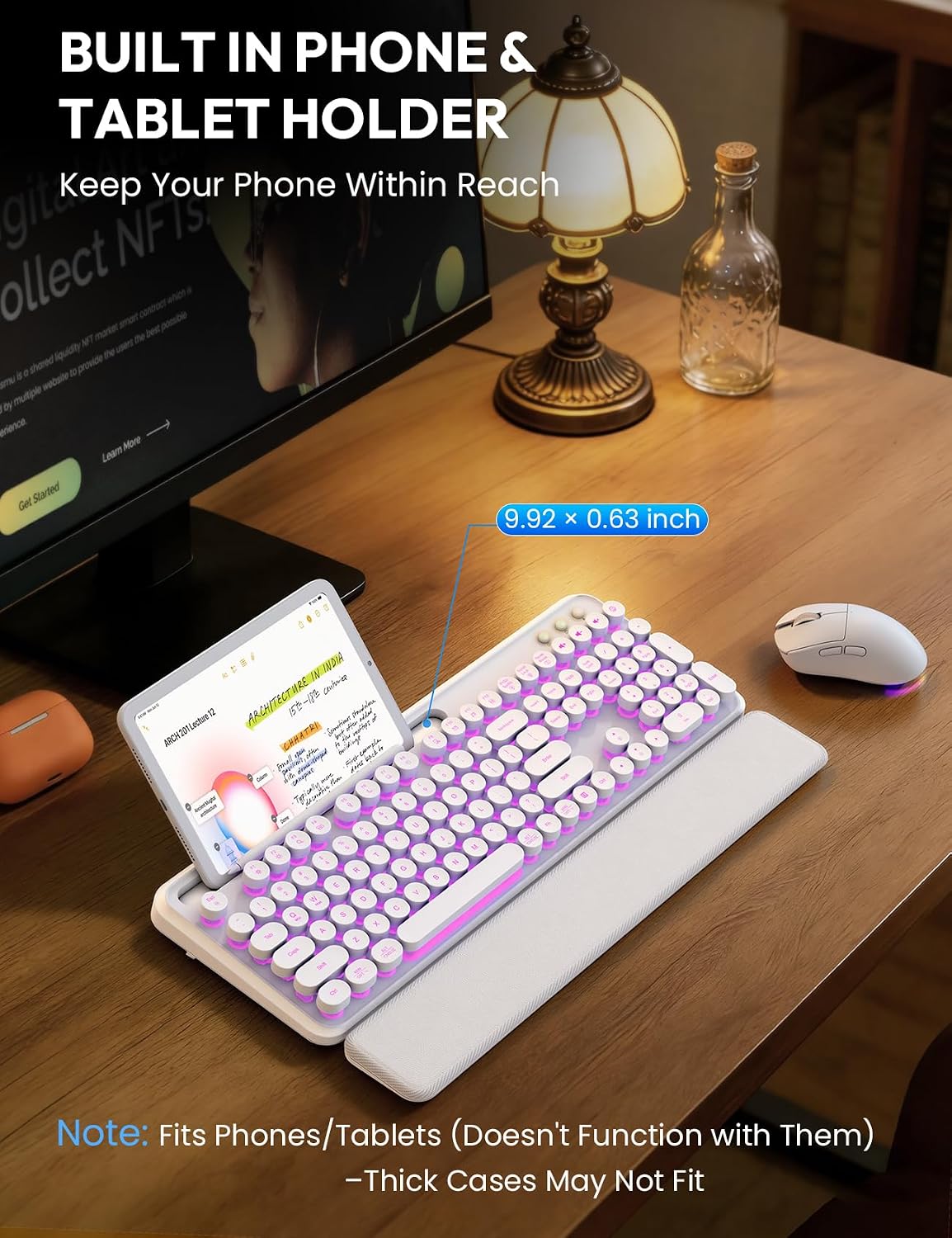 KIT INALÁMBRICO TECLADO Y MOUSE SABLUTE RETRO CON REPOSAMUÑECAS MAGNÉTICO - 4