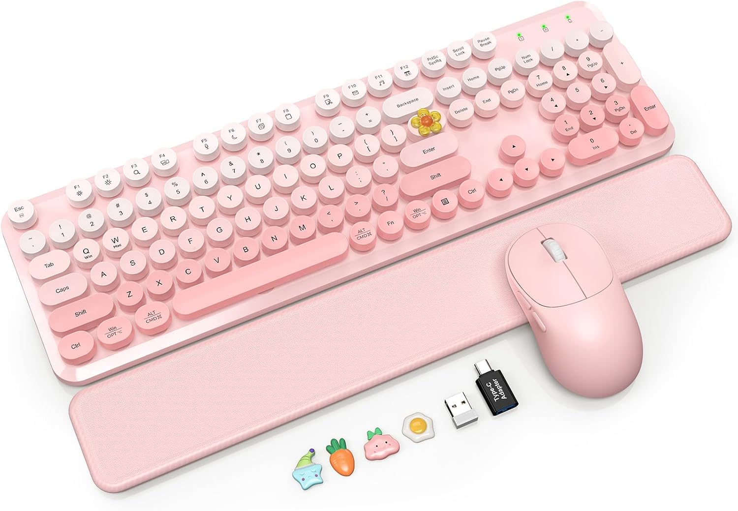 KIT INALÁMBRICO DE TECLADO Y MOUSE SABLUTE ROSA DEGRADADO CON REPOSAMUÑECAS MAGNÉTICO - 1