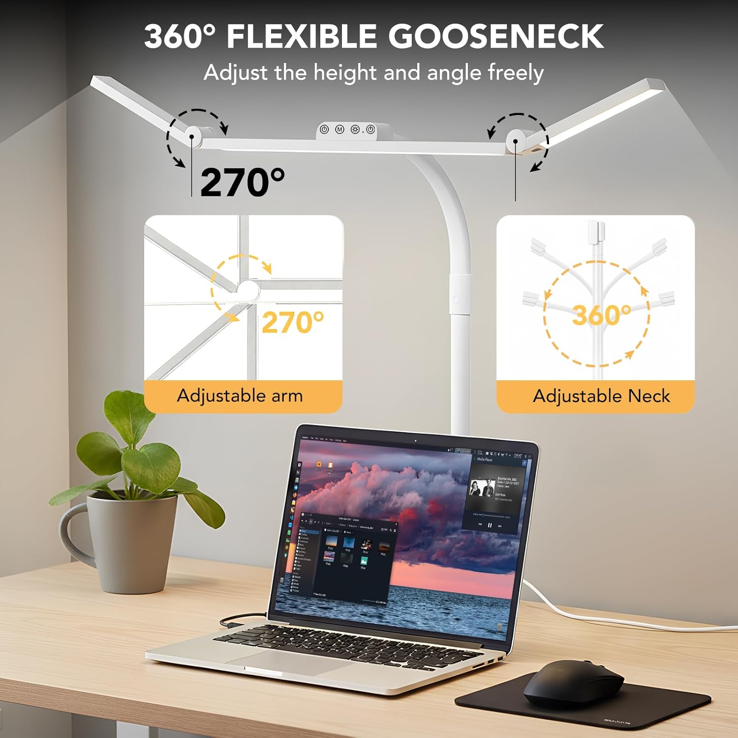 LÁMPARA DE MESA GALNOLT LED AJUSTABLE 28.2 PULGADAS BLANCA - 4