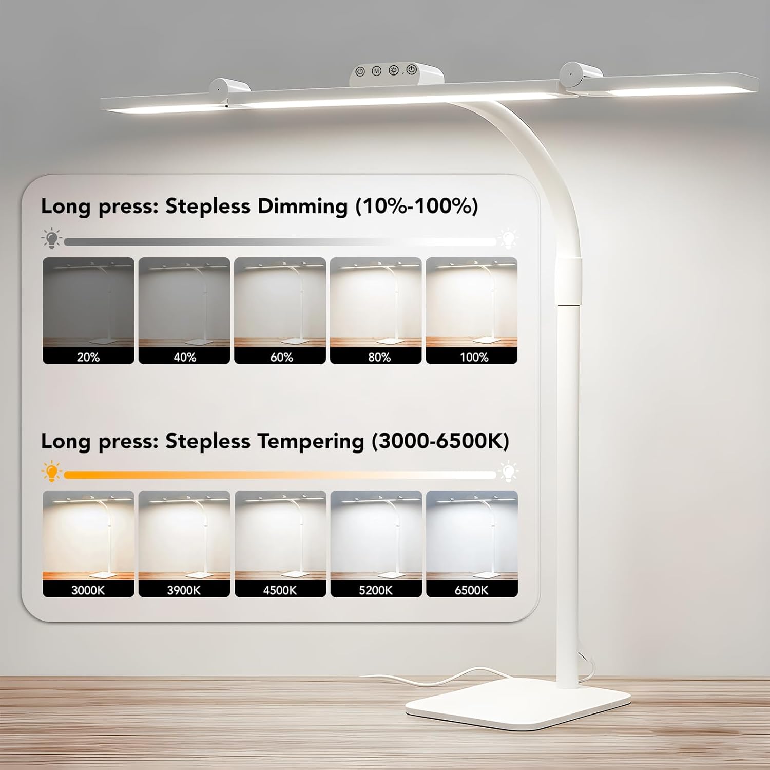 LÁMPARA DE MESA GALNOLT LED AJUSTABLE 28.2 PULGADAS BLANCA - 5
