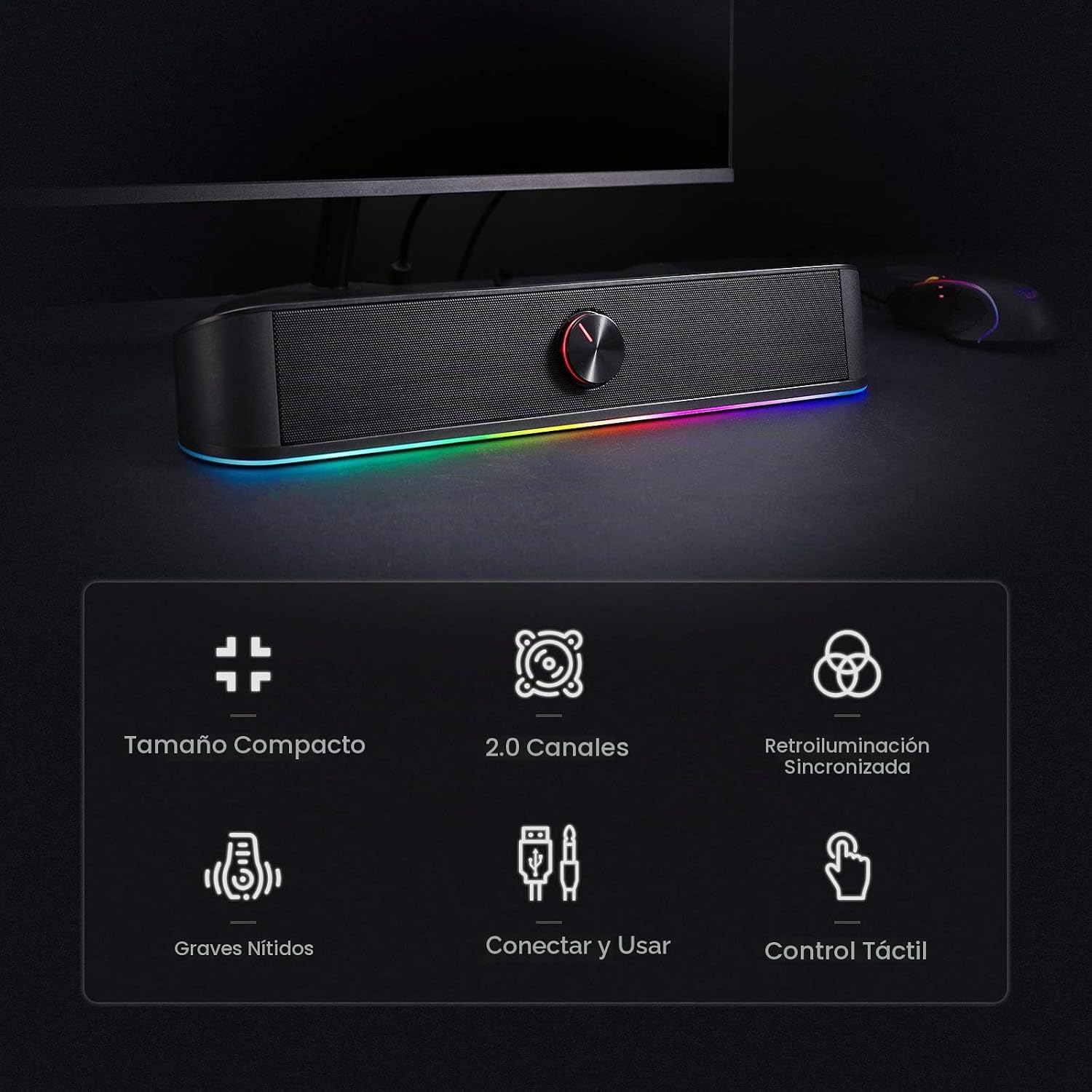 PARLANTE REDRAGON GS560 RGB 2.0 USB Y 3.5MM NEGRO - 3