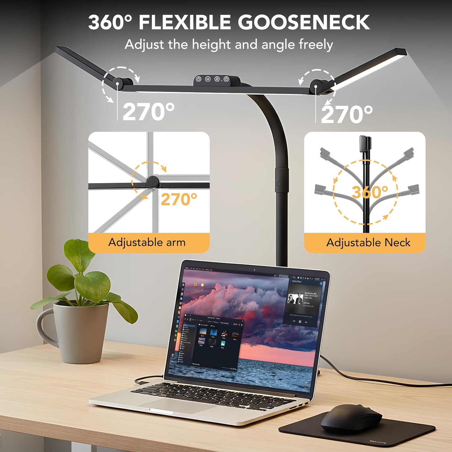 LÁMPARA DE MESA GALNOLT LED AJUSTABLE 28.2 PULGADAS BASE METÁLICA - 4