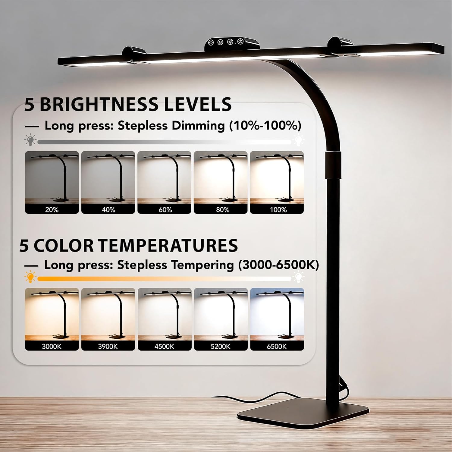 LÁMPARA DE MESA GALNOLT LED AJUSTABLE 28.2 PULGADAS BASE METÁLICA - 5