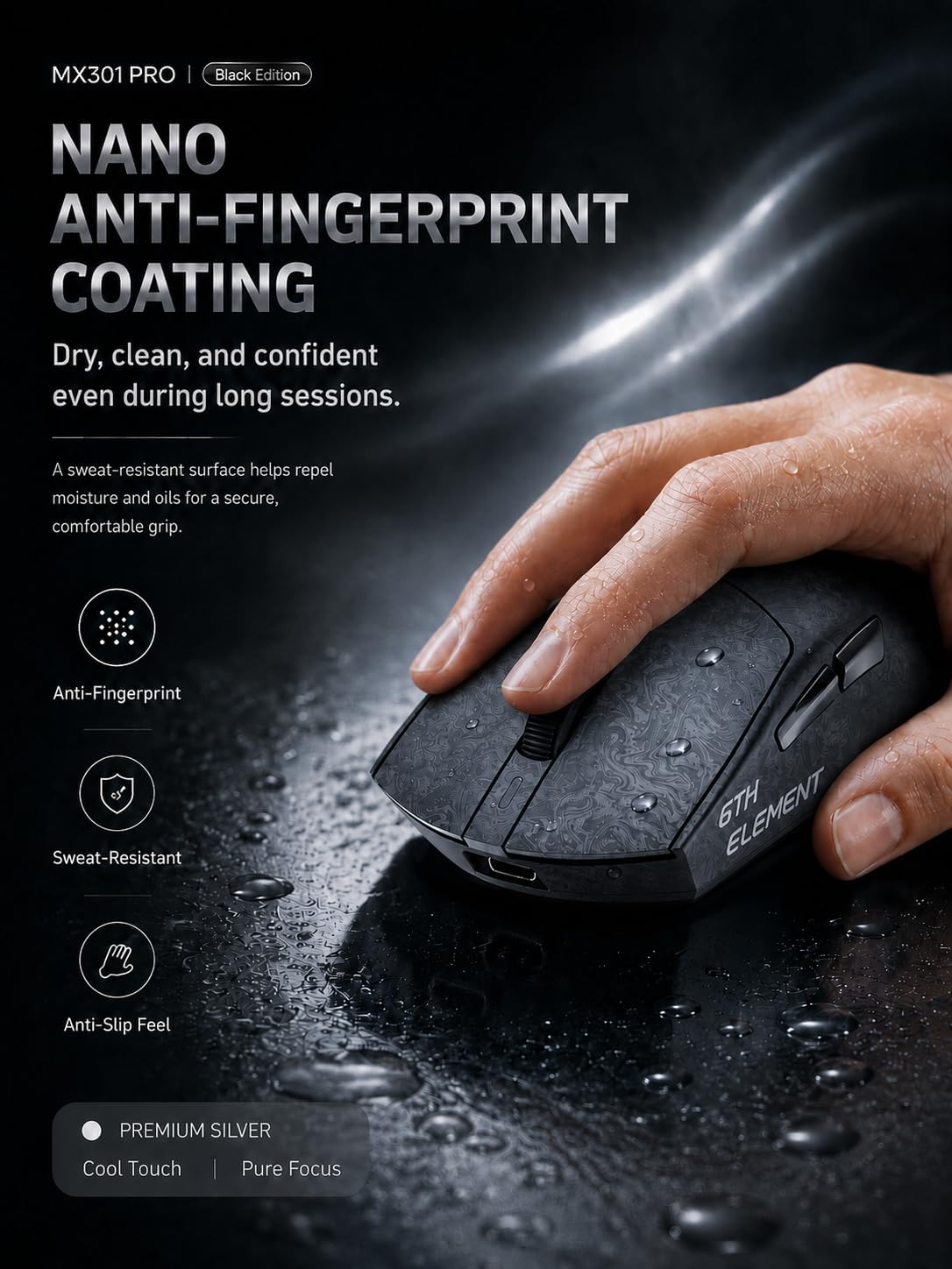 MOUSE GAMER ZORNHER X MLOONG MX301 PRO 26000 DPI INALÁMBRICO CARBONO - 4