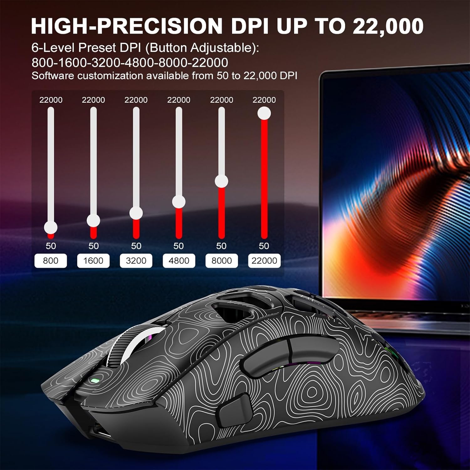 MOUSE GAMER NSYCA G11 INALÁMBRICO LIGERO 22000 DPI RGB - 4