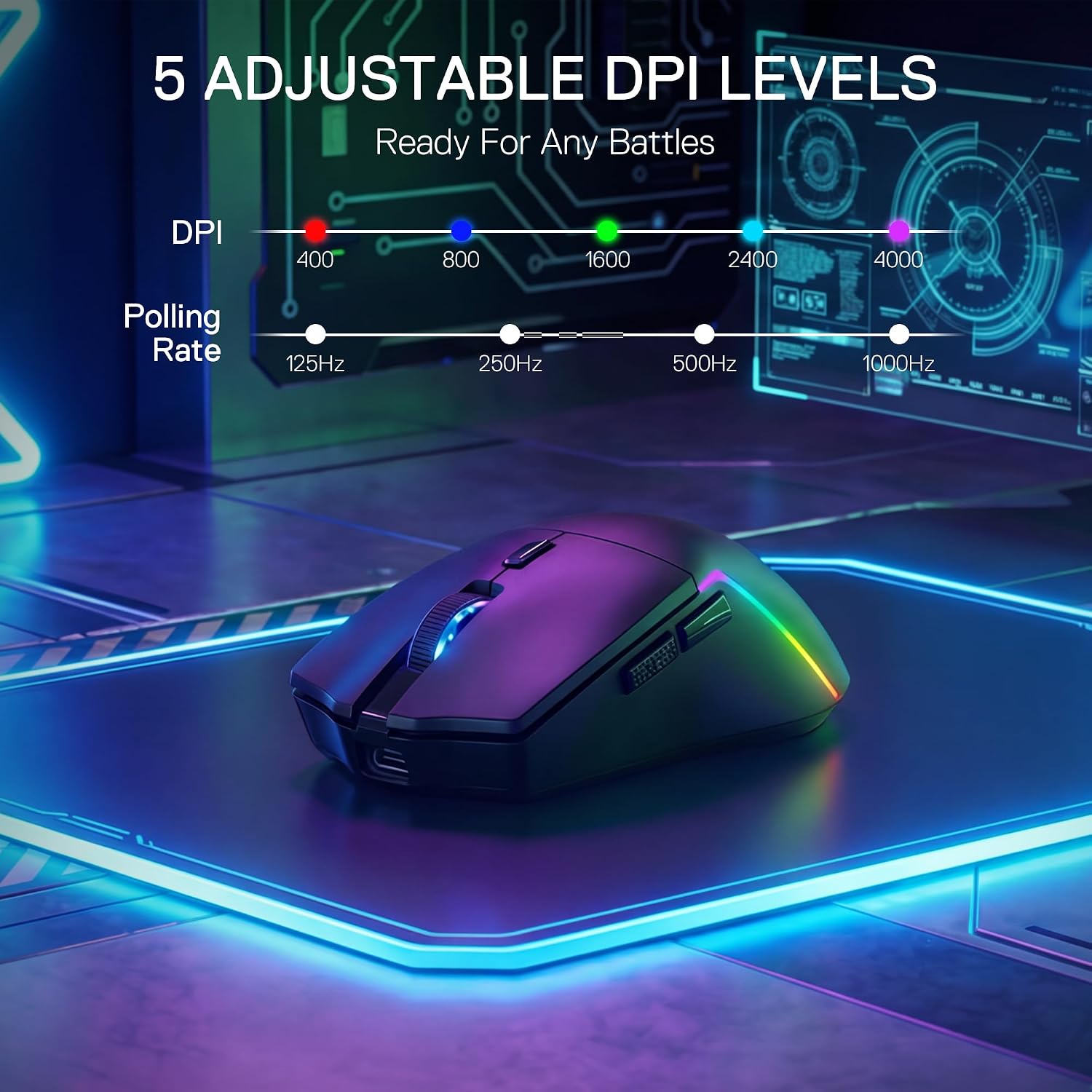 MOUSE GAMER REDRAGON M730 PRO WIRELESS RGB 10000 DPI - 3