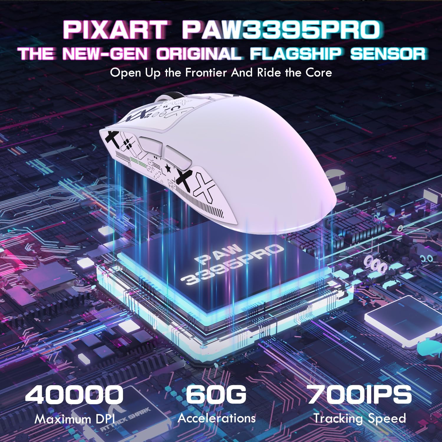 MOUSE GAMER ATTACK SHARK X1 ULTRALIGHT TRI MODE WIRELESS 40000 DPI BLANCO - 3