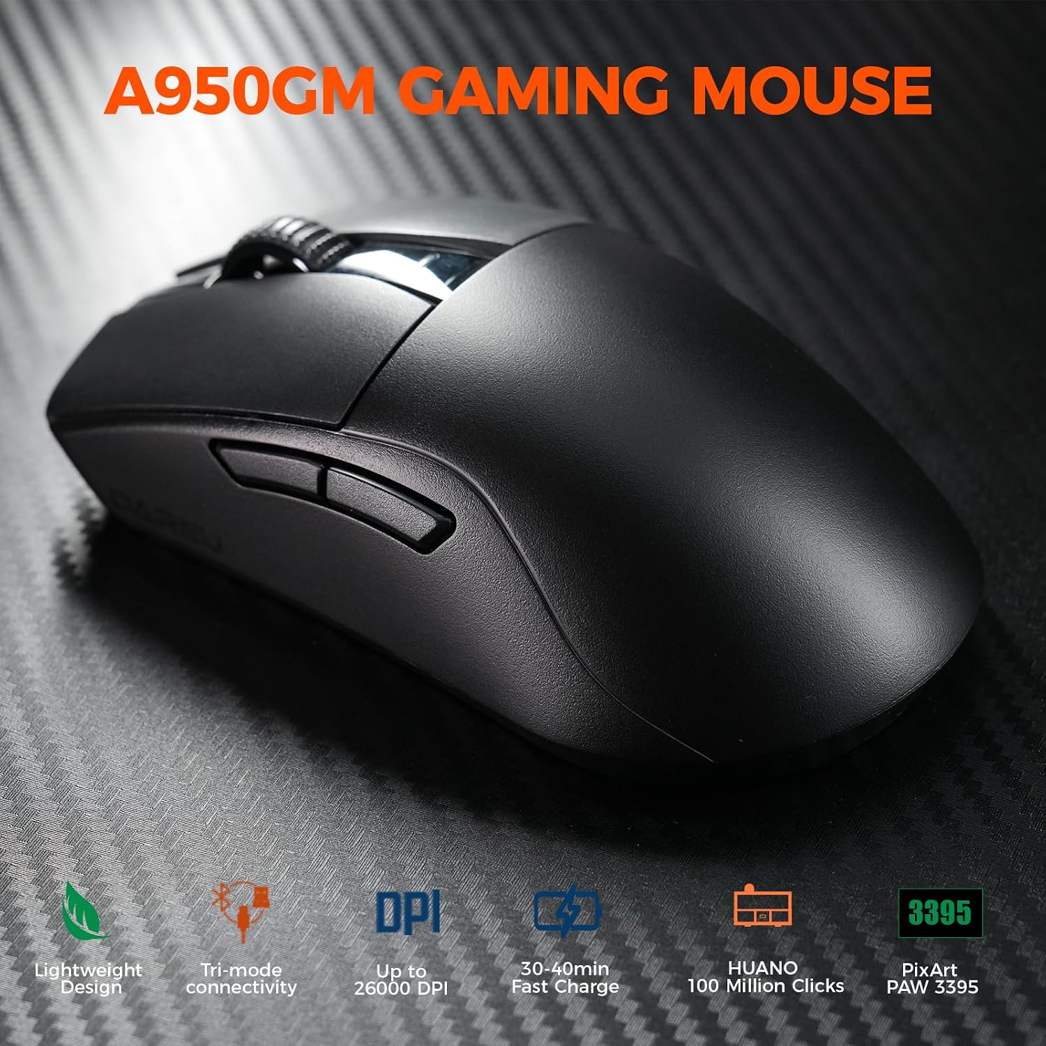 MOUSE GAMER DAREU A950GM TRI-MODE WIRELESS 26K DPI 60G - 2