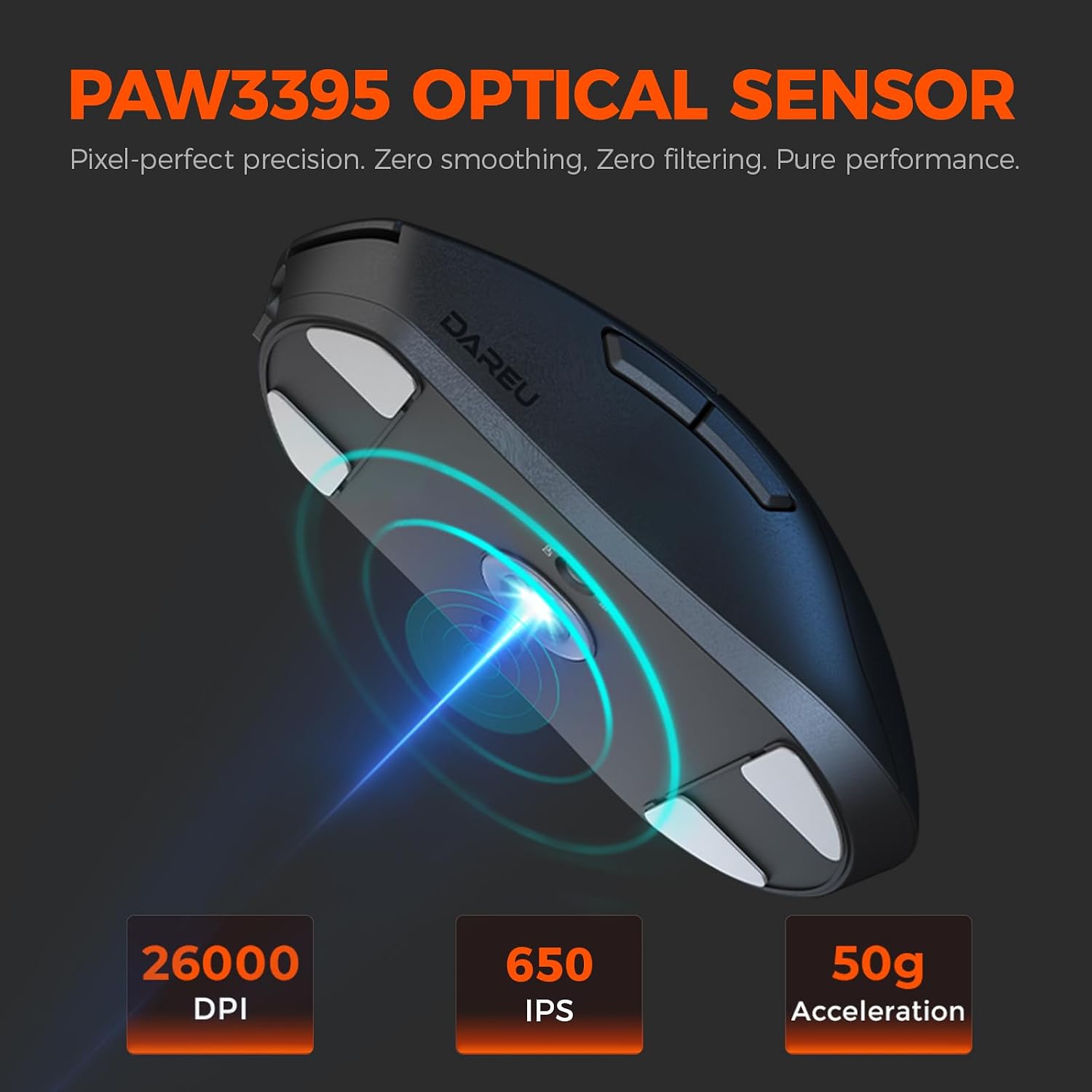 MOUSE GAMER DAREU A950GM TRI-MODE WIRELESS 26K DPI 60G - 3