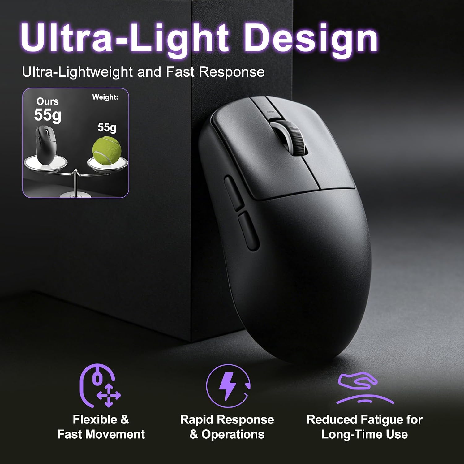MOUSE GAMER MIKIBY ATK R1 SE+ WIRELESS 18000 DPI TRI-MODE NEGRO - 5
