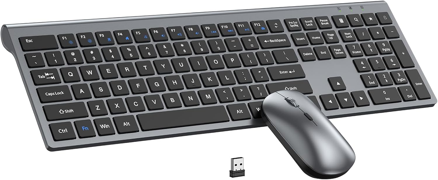 KIT INALÁMBRICO TECLADO Y MOUSE EDJO ULTRA DELGADO TAMAÑO COMPLETO SILENCIOSO - 1