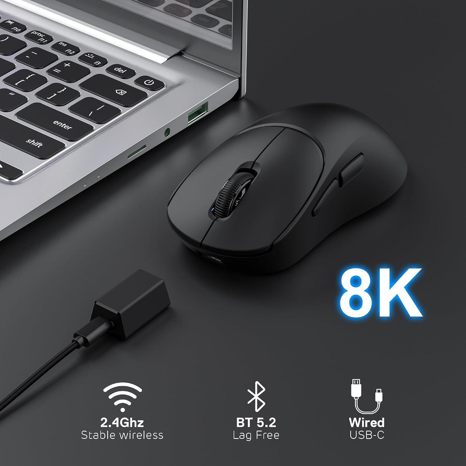 MOUSE GAMER RK ROYAL KLUDGE MG5 WIRELESS 42000 DPI PAW3950 - 3