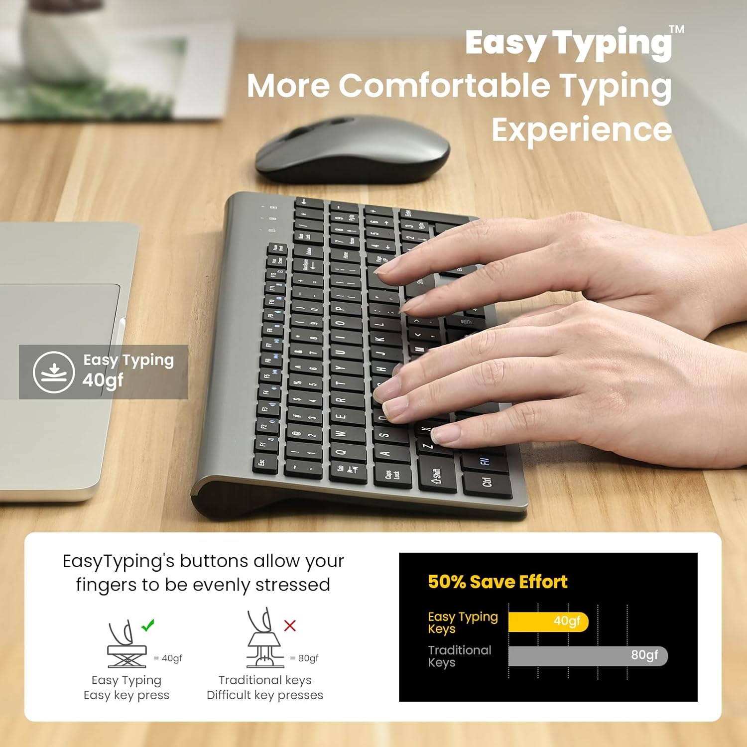 KIT INALÁMBRICO DE TECLADO Y MOUSE CIMETECH GRIS Y NEGRO - 5