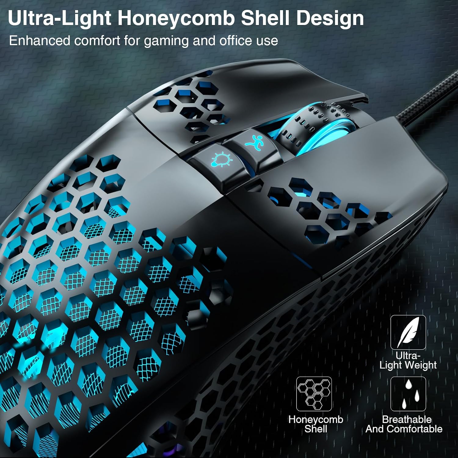 MOUSE GAMER SOLAKAKA SM900 CABLEADO RGB 12800 DPI NEGRO - 4
