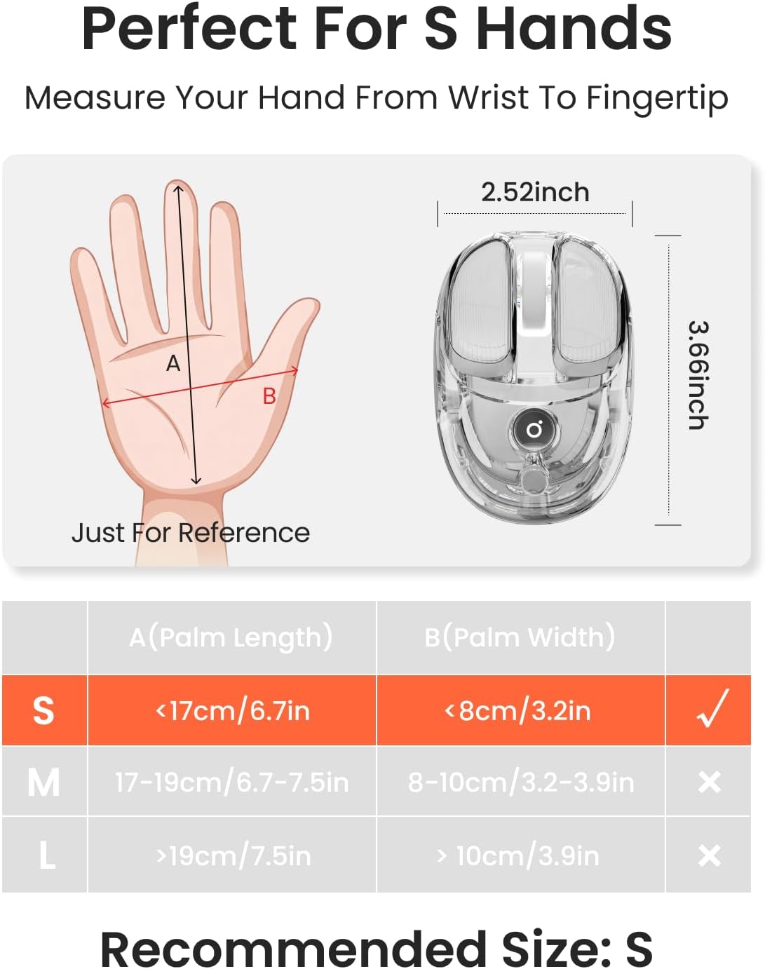 MOUSE INALÁMBRICO BLUETOOTH SEUNKWANG RECARGABLE TRANSPARENTE CLIC SILENCIOSO PARA MANOS PEQUEÑAS - 3