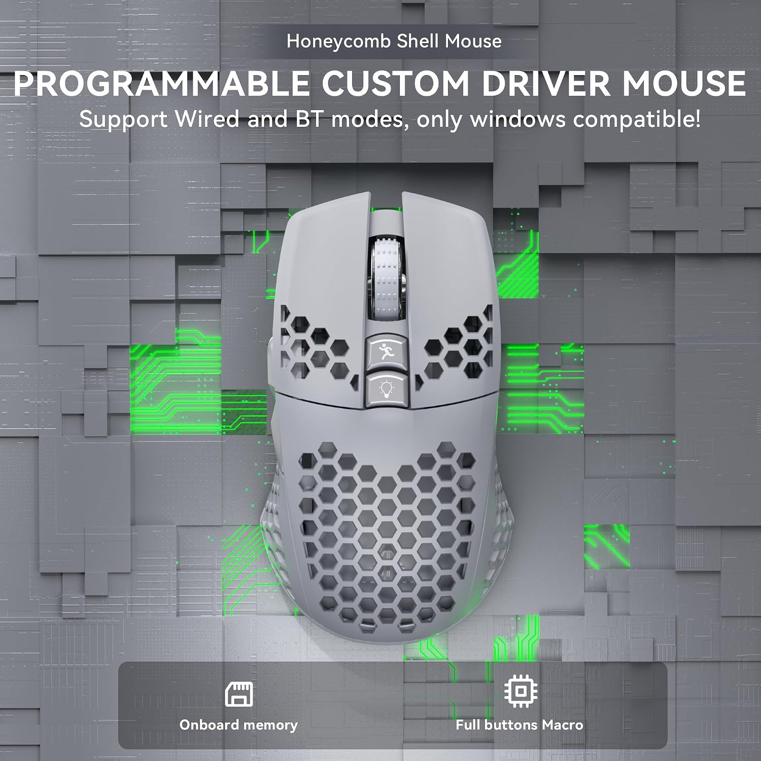 MOUSE GAMER SOLAKAKA SM600 INALÁMBRICO CON CARCASA HONEYCOMB GRIS - 5