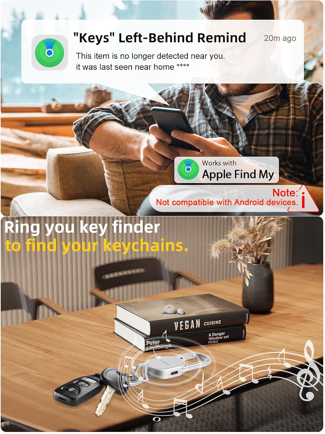 LLAVERO LOCALIZADOR FIND MY KEY FINDER LIFECHÉ ACERO INOXIDABLE RECARGABLE - 3