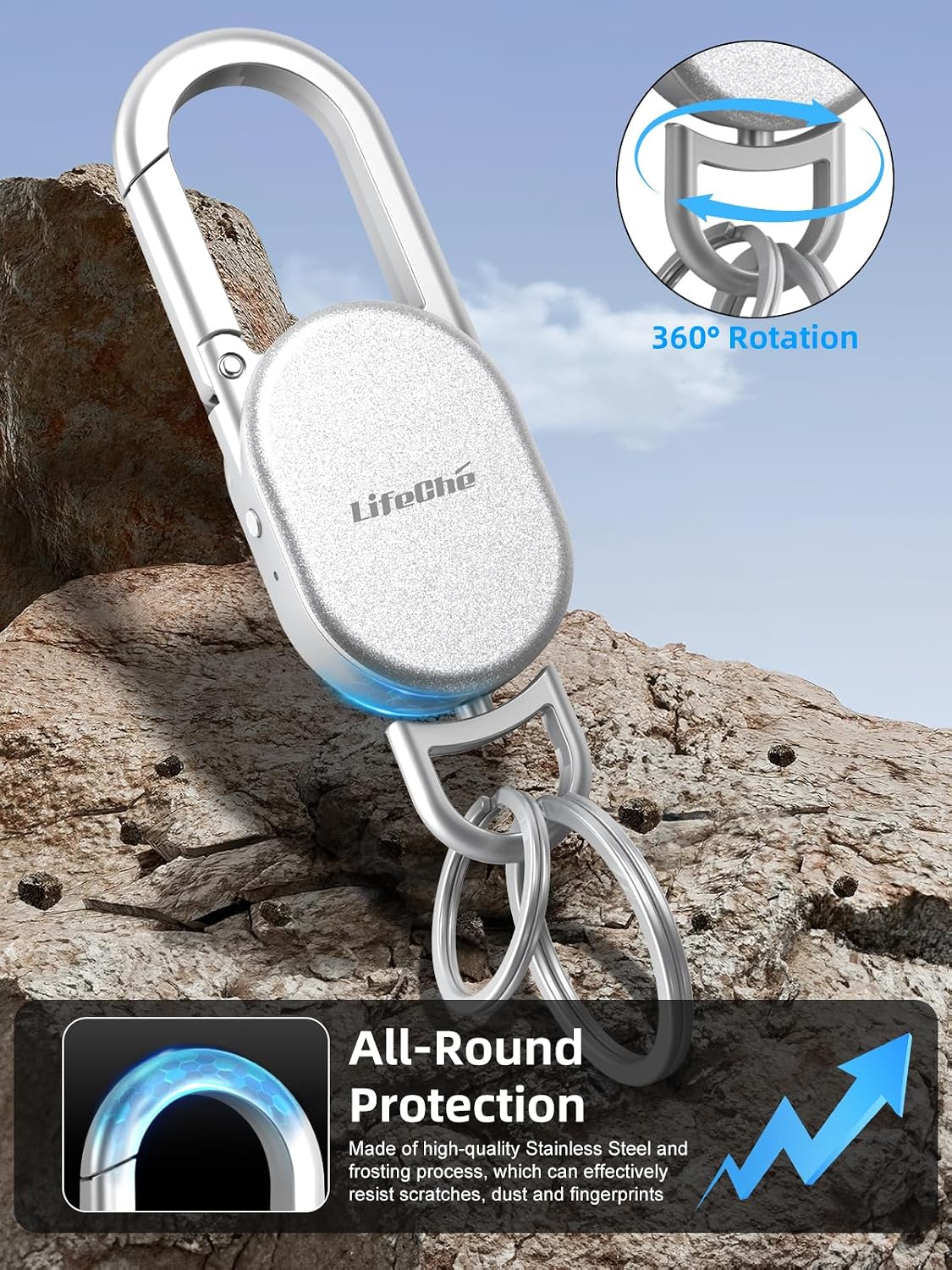 LLAVERO LOCALIZADOR FIND MY KEY FINDER LIFECHÉ ACERO INOXIDABLE RECARGABLE - 5