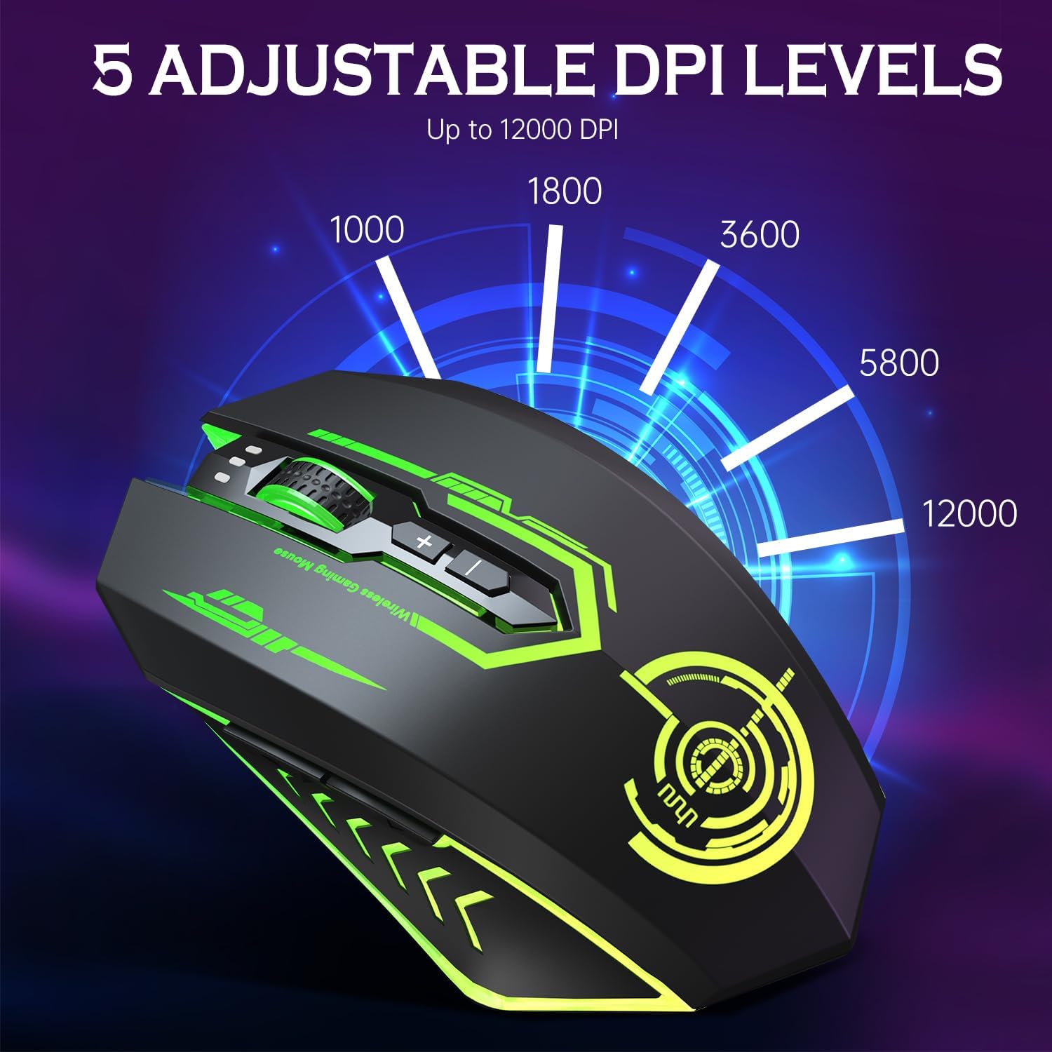 MOUSE GAMER UHURU WIRELESS 10000 DPI RECARGABLE LED - 3