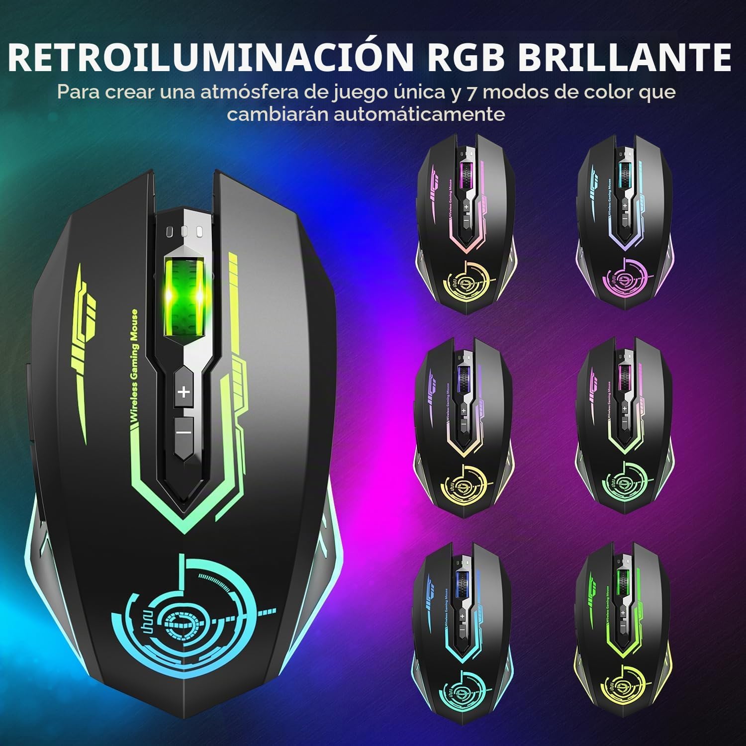 MOUSE GAMER UHURU WIRELESS 10000 DPI RECARGABLE LED - 4