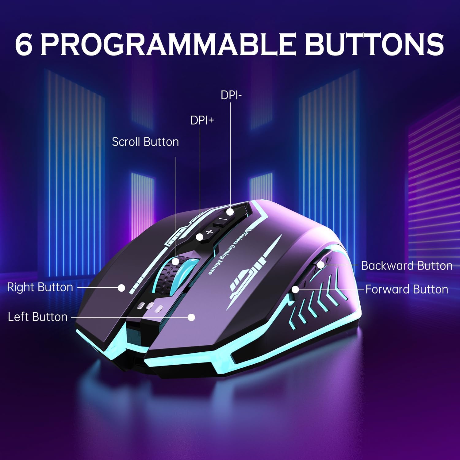 MOUSE GAMER UHURU WIRELESS 10000 DPI RECARGABLE LED - 5