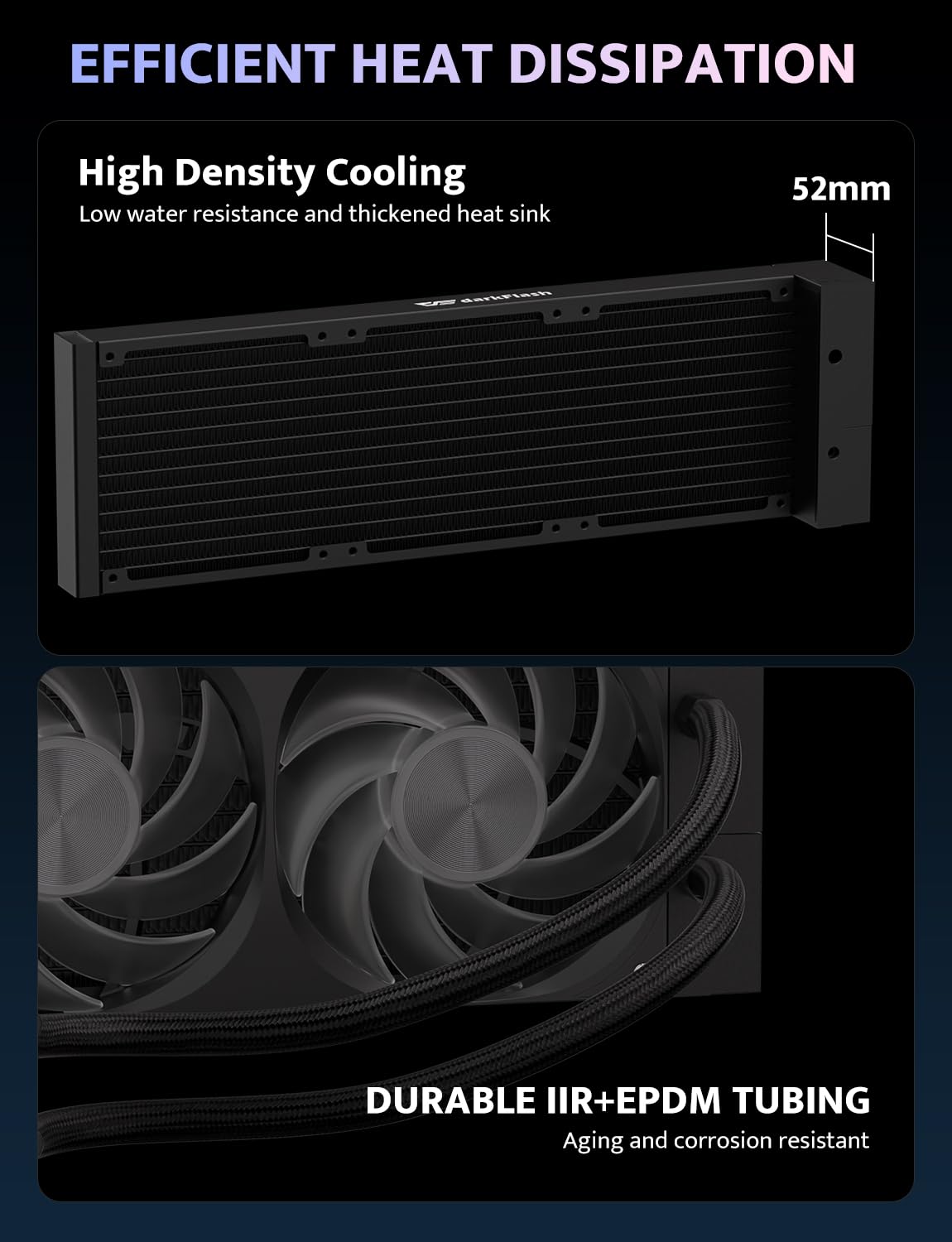 ENFRIADOR LÍQUIDO PARA CPU DARKFLASH DV360S MAX CON PANTALLA LCD 3.95 PULGADAS - 5