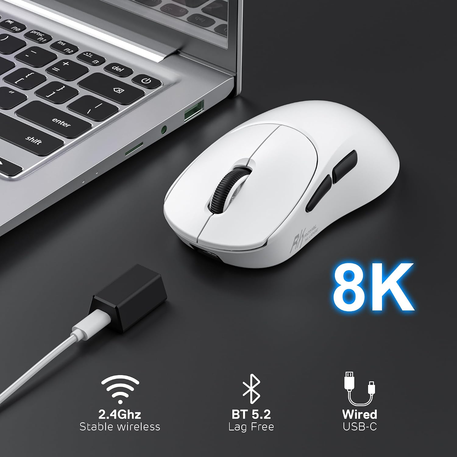 MOUSE GAMER RK ROYAL KLUDGE MG5 WIRELESS 42000 DPI PAW3950 - 4