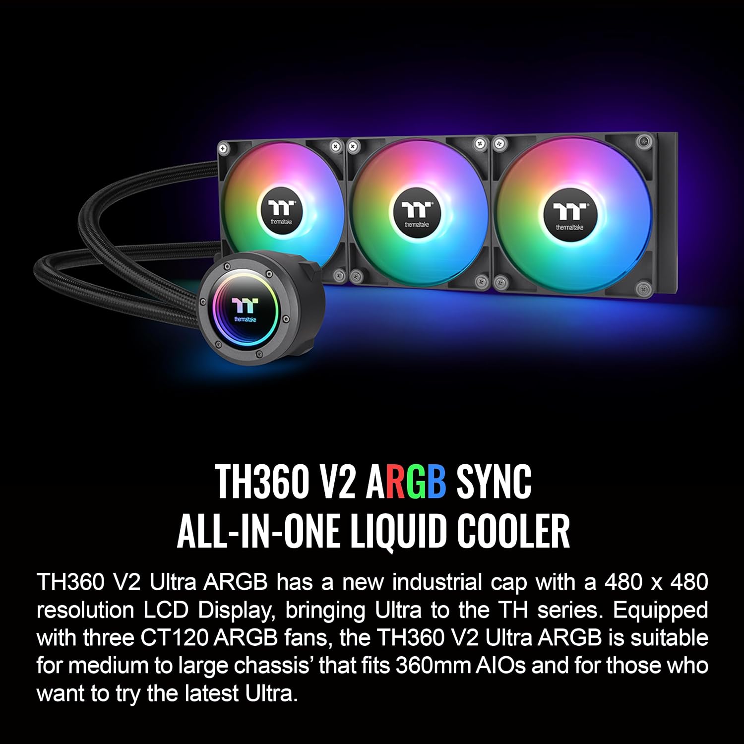 ENFRIADOR LÍQUIDO PARA CPU THERMALTAKE TH360 ARGB SYNC V2 360MM NEGRO - 2