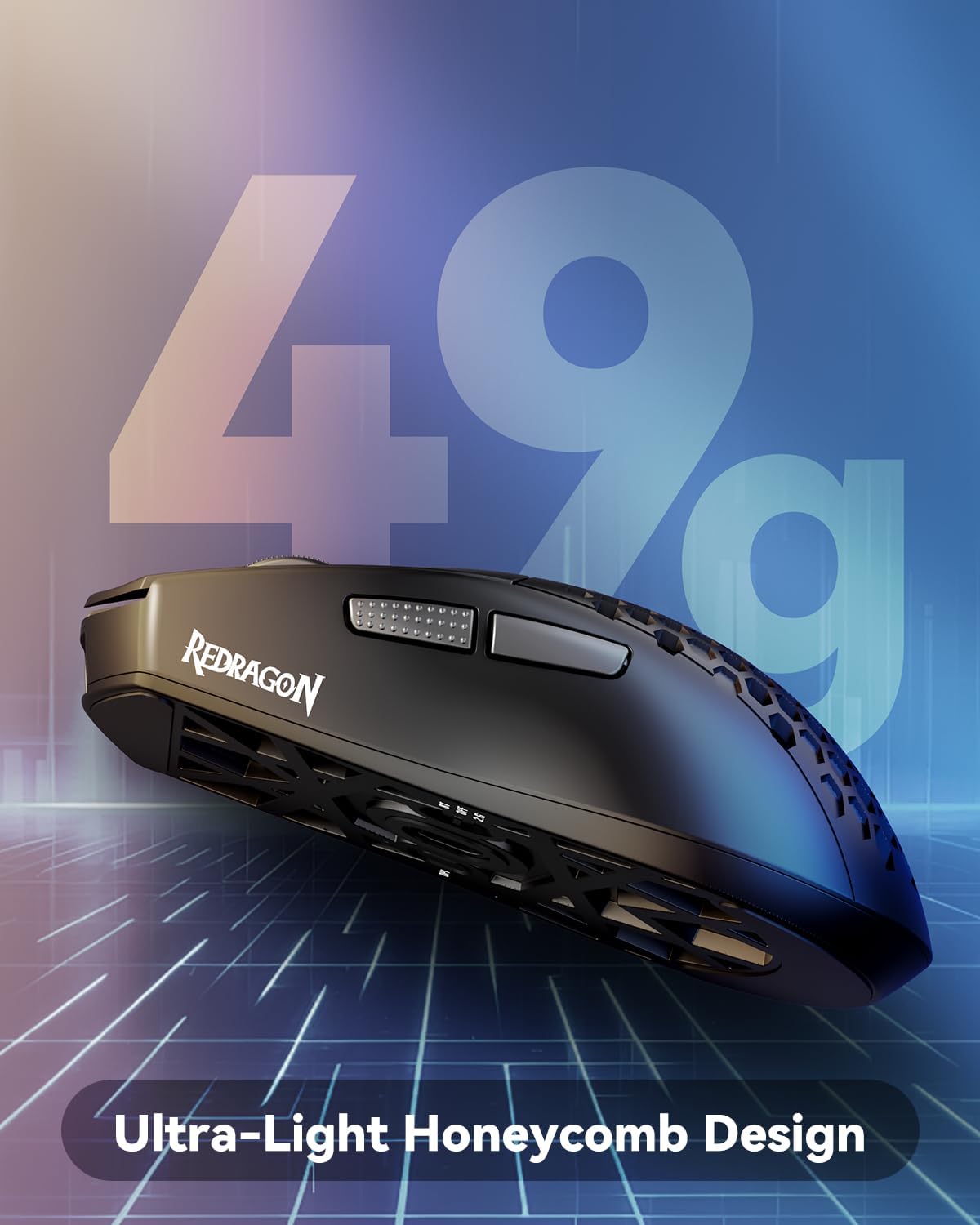 MOUSE GAMER REDRAGON M725 HONEYCOMB SHELL INALÁMBRICO Y CABLE TYPE-C 8000 DPI NEGRO - 3
