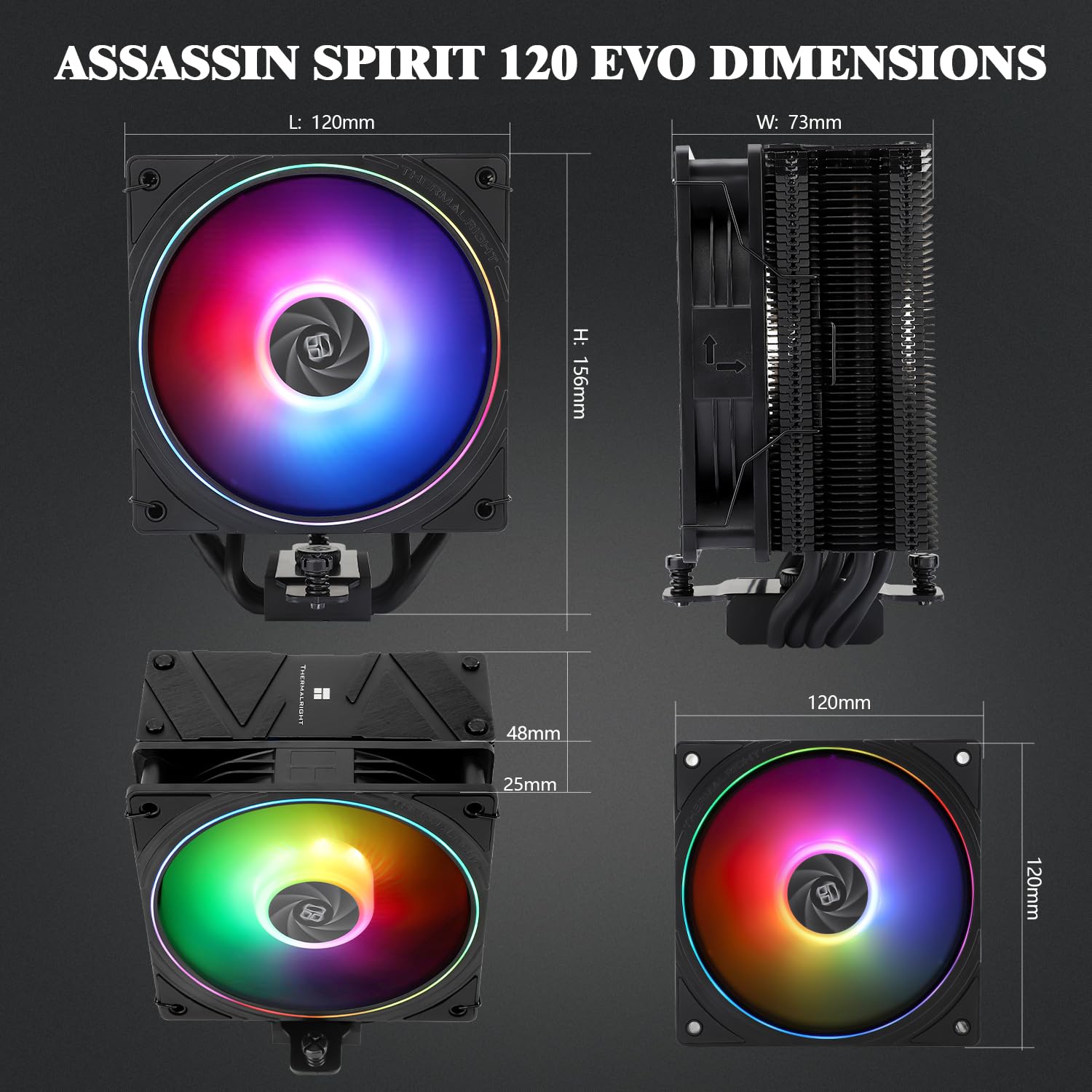 REFRIGERADOR DE CPU THERMALRIGHT ASSASSIN SPIRIT 120 EVO ARGB PWM 2000RPM - 5