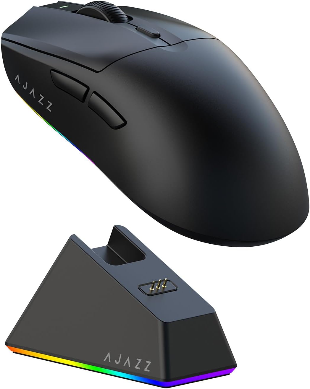 MOUSE GAMER AJAZZ AJ139 V2 MC INALÁMBRICO CON BASE DE CARGA RGB, SENSOR PAW3311 24000 DPI, 66G, ERGONÓMICO, NEGRO - 1