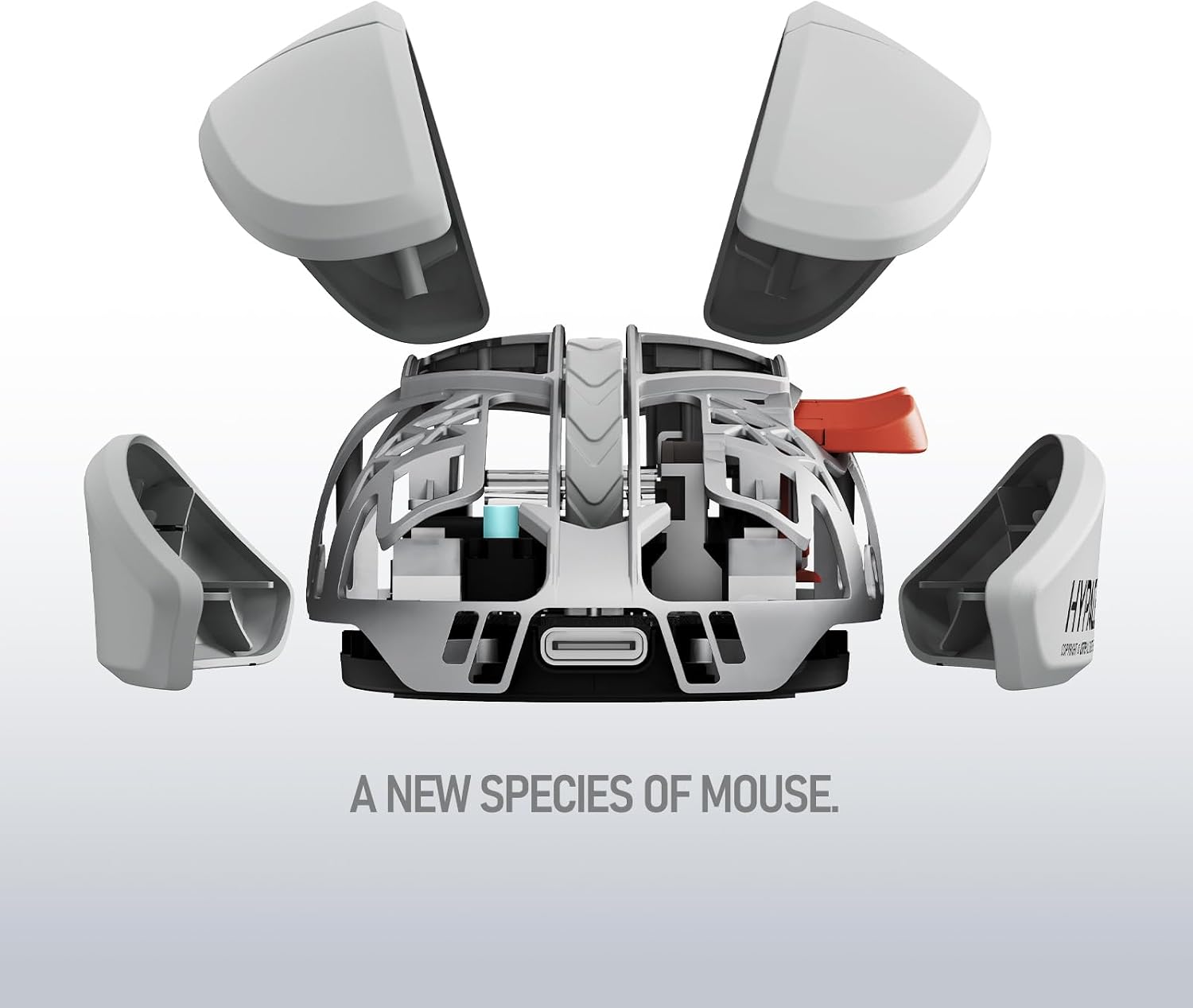 MOUSE INALÁMBRICO LOFREE HYPACE ULTRALIGERO 47G SENSOR PAW3950 40K DPI BLUETOOTH/2.4GHZ/USB-C GRIS CRAYÓN - 3