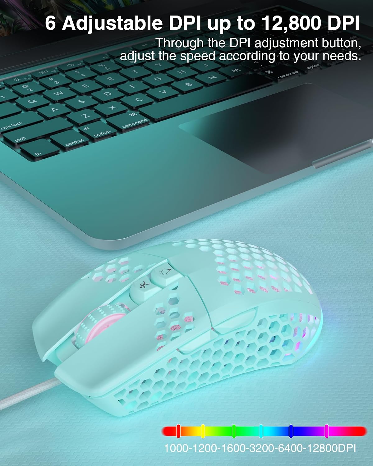 MOUSE GAMER SOLAKAKA SM900 VERDE CABLEADO 12800 DPI 7 BOTONES PROGRAMABLES - 3