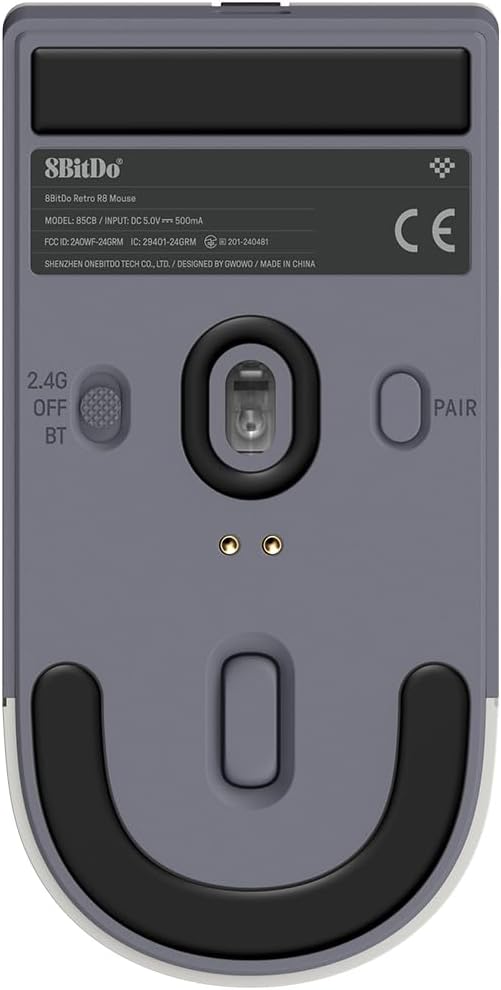 MOUSE GAMER 8BITDO RETRO R8 CON BASE DE CARGA Y SENSOR PAW 3395 - 5