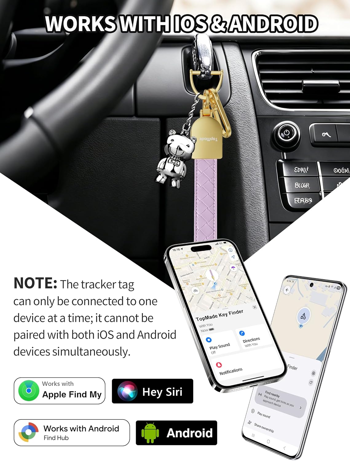 LLAVERO LOCALIZADOR TOPMADE SMART KEYCHAIN TRACKER MORADO Y DORADO - 2