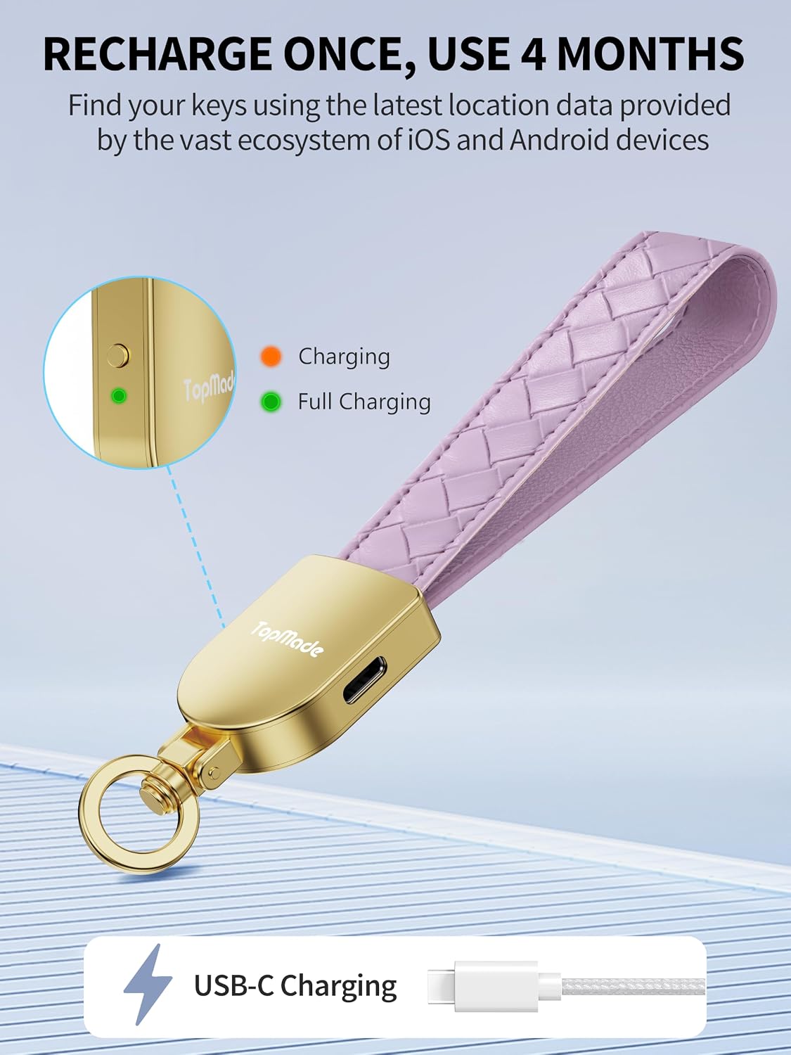 LLAVERO LOCALIZADOR TOPMADE SMART KEYCHAIN TRACKER MORADO Y DORADO - 5