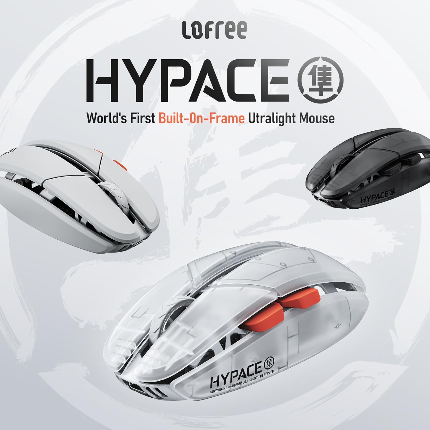 MOUSE INALÁMBRICO PARA GAMING LOFREE HYPACE ULTRALIGERO 47G SENSOR PAW3950 40K DPI BLUETOOTH/2.4GHZ/USB-C NEGRO - 2