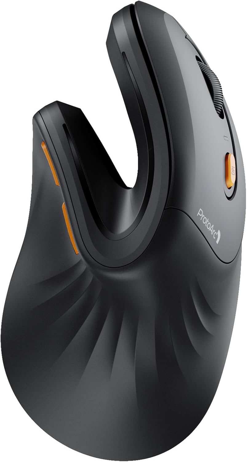 MOUSE VERTICAL INALÁMBRICO PROTOARC EM11 NL RECARGABLE NEGRO - 1