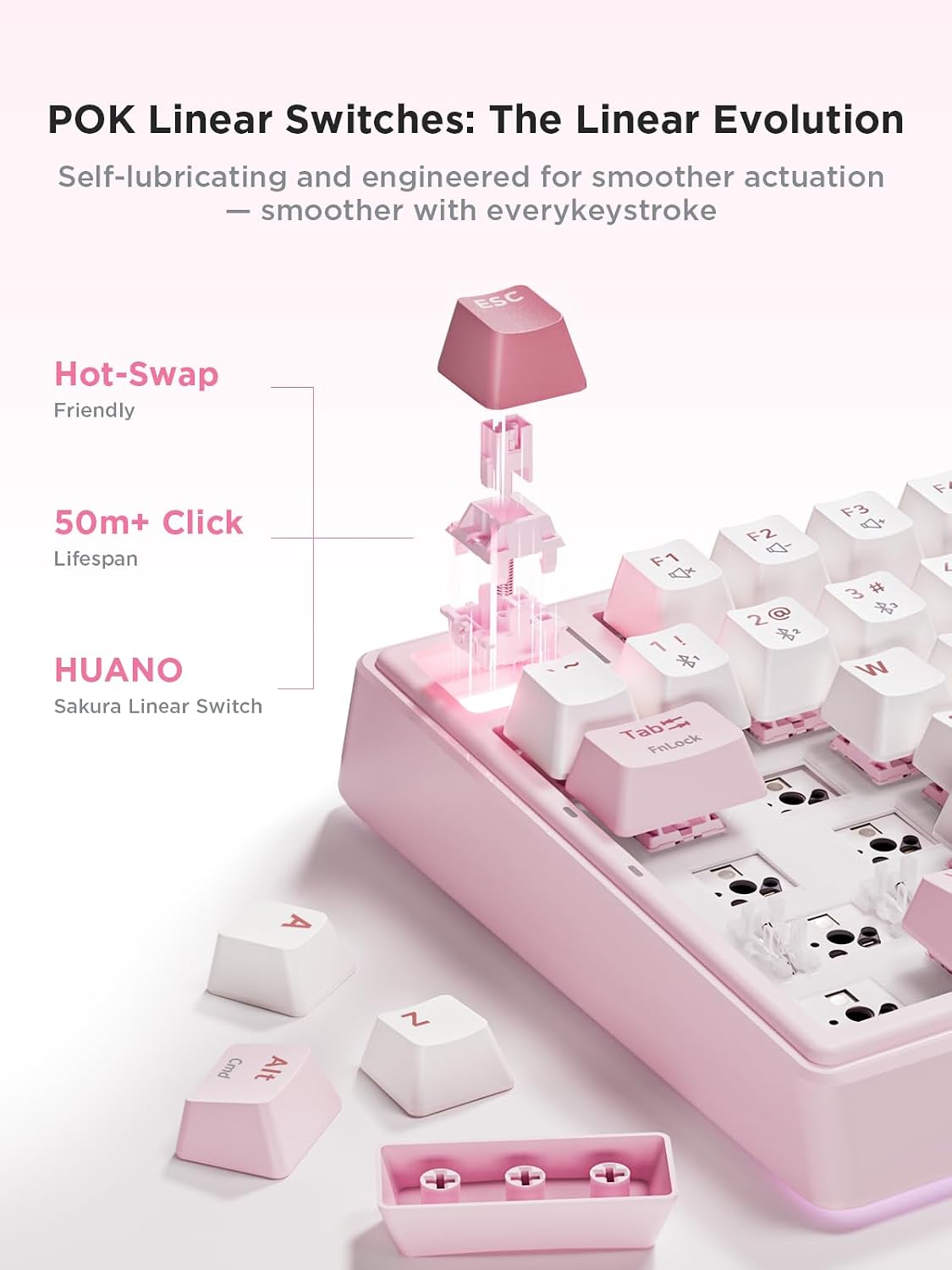 TECLADO MECÁNICO COMPACTO 75% WEGEAR CON PERILLA PARA PC/MAC PORTÁTIL ROSA - 2