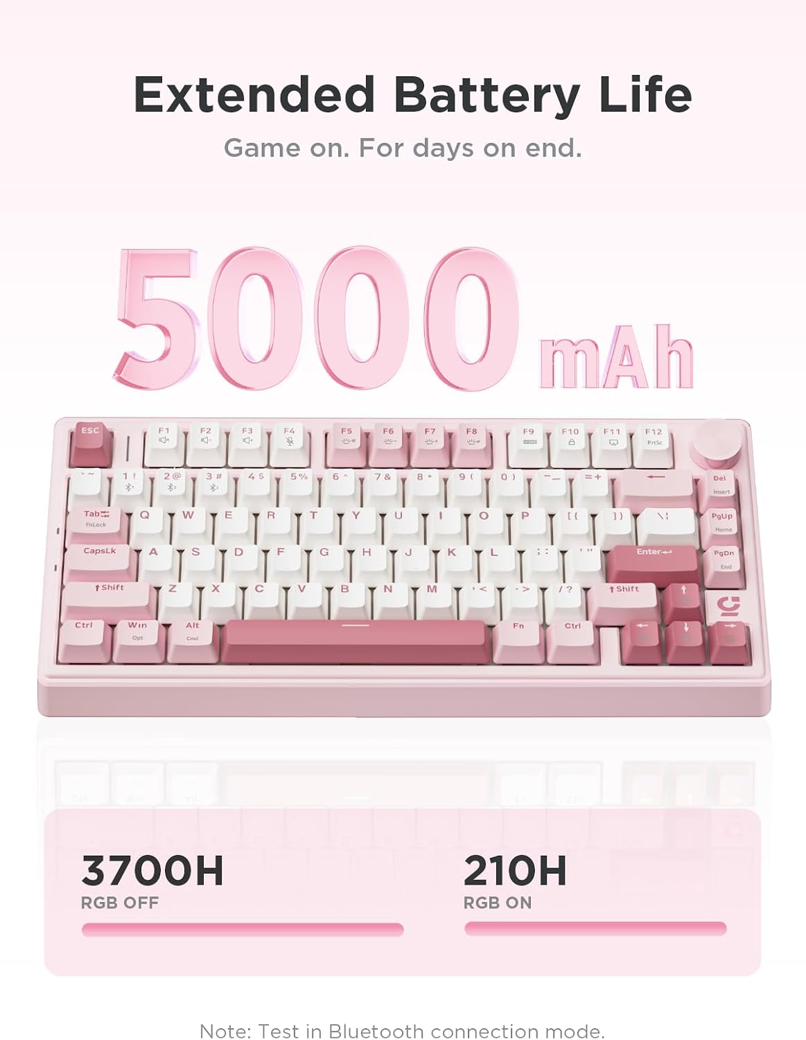 TECLADO MECÁNICO COMPACTO 75% WEGEAR CON PERILLA PARA PC/MAC PORTÁTIL ROSA - 3