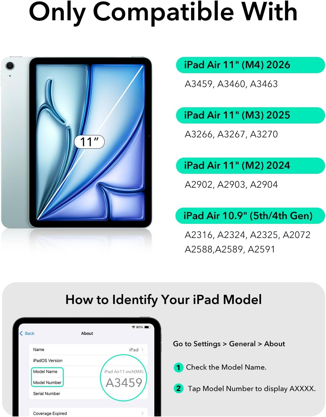 FUNDA CON TECLADO ESR PARA IPAD AIR 11 PULGADAS M4/M3/M2 ULTRALIGERA - 2