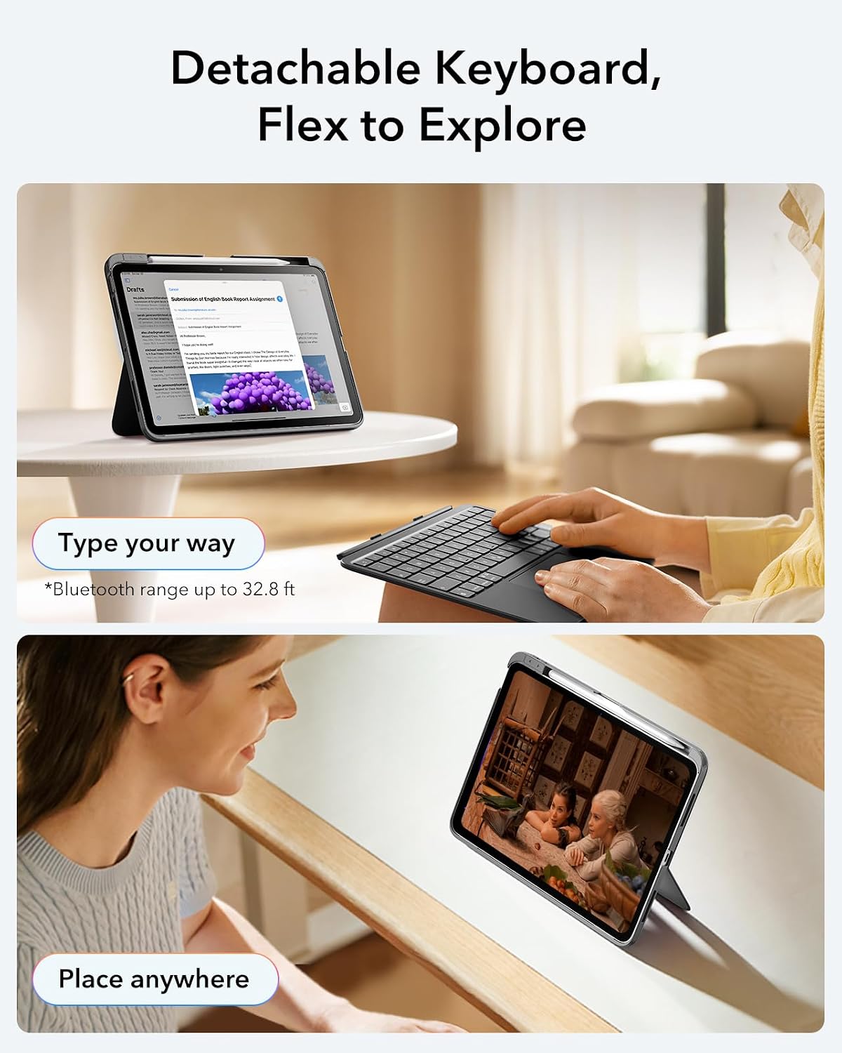FUNDA CON TECLADO ESR PARA IPAD AIR 11 PULGADAS M4/M3/M2 ULTRALIGERA - 5