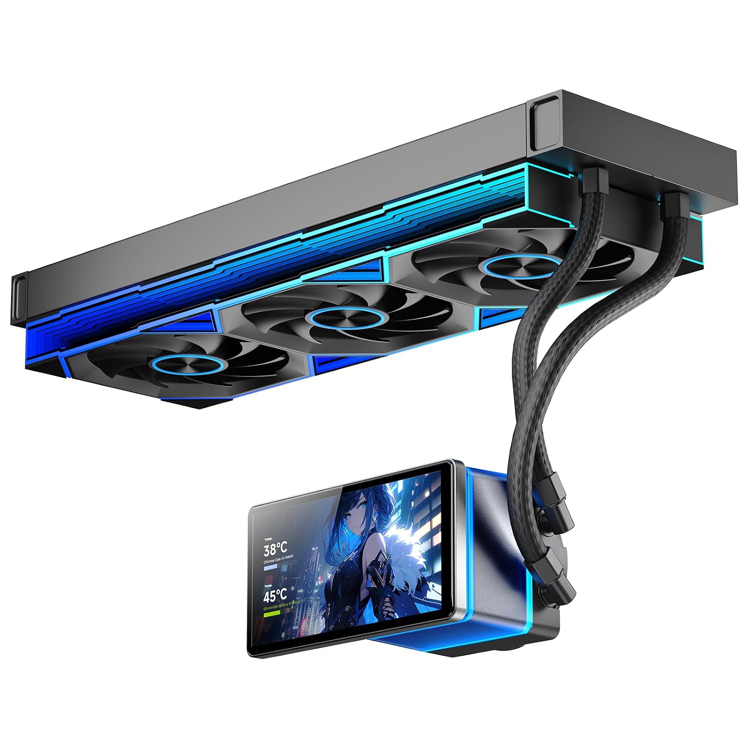 ENFRIADOR LÍQUIDO PARA CPU JUNGLE LEOPARD PF 360 CON PANTALLA LCD MAGNÉTICA 5.5 PULGADAS ARGB 360MM - 1
