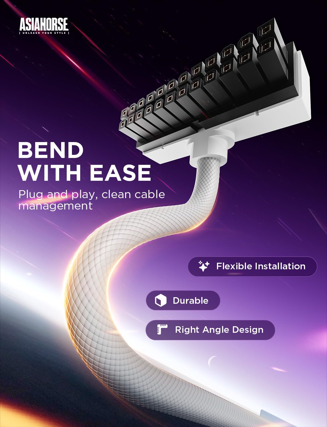 EXTENSIÓN DE FUENTE DE PODER ASIAHORSE HYDRUS 24PIN ARGB 650W BLANCO - 4