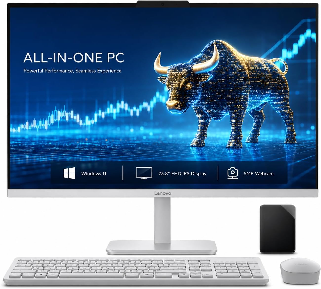 COMPUTADORA ALL IN ONE LENOVO 24 PULGADAS INTEL N100 16GB RAM 1TB SSD+512GB EXTERNO WINDOWS 11 PRO - 1