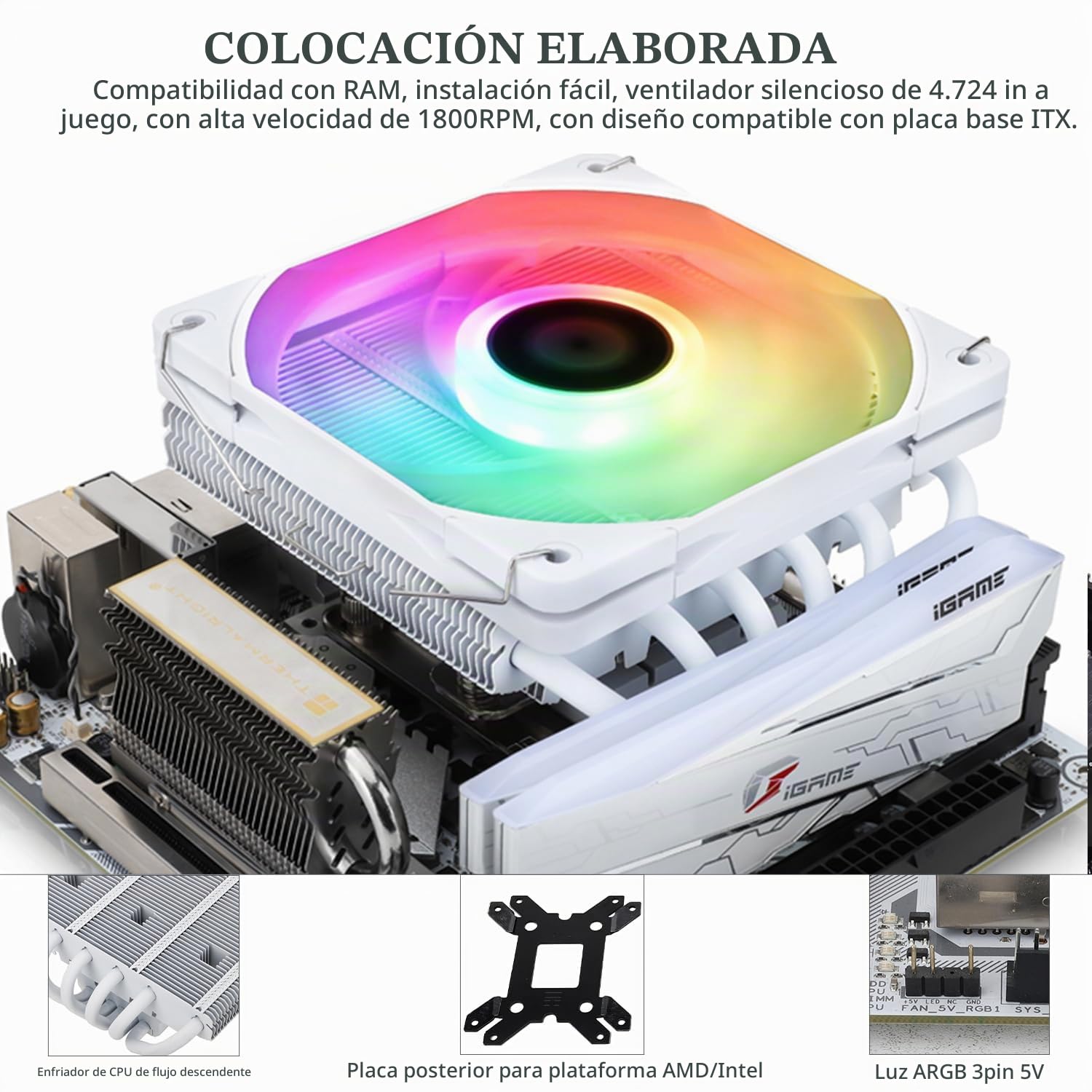 ENFRIADOR DE CPU THERMALRIGHT AXP120-X67 BLANCO ARGB BAJO PERFIL - 5